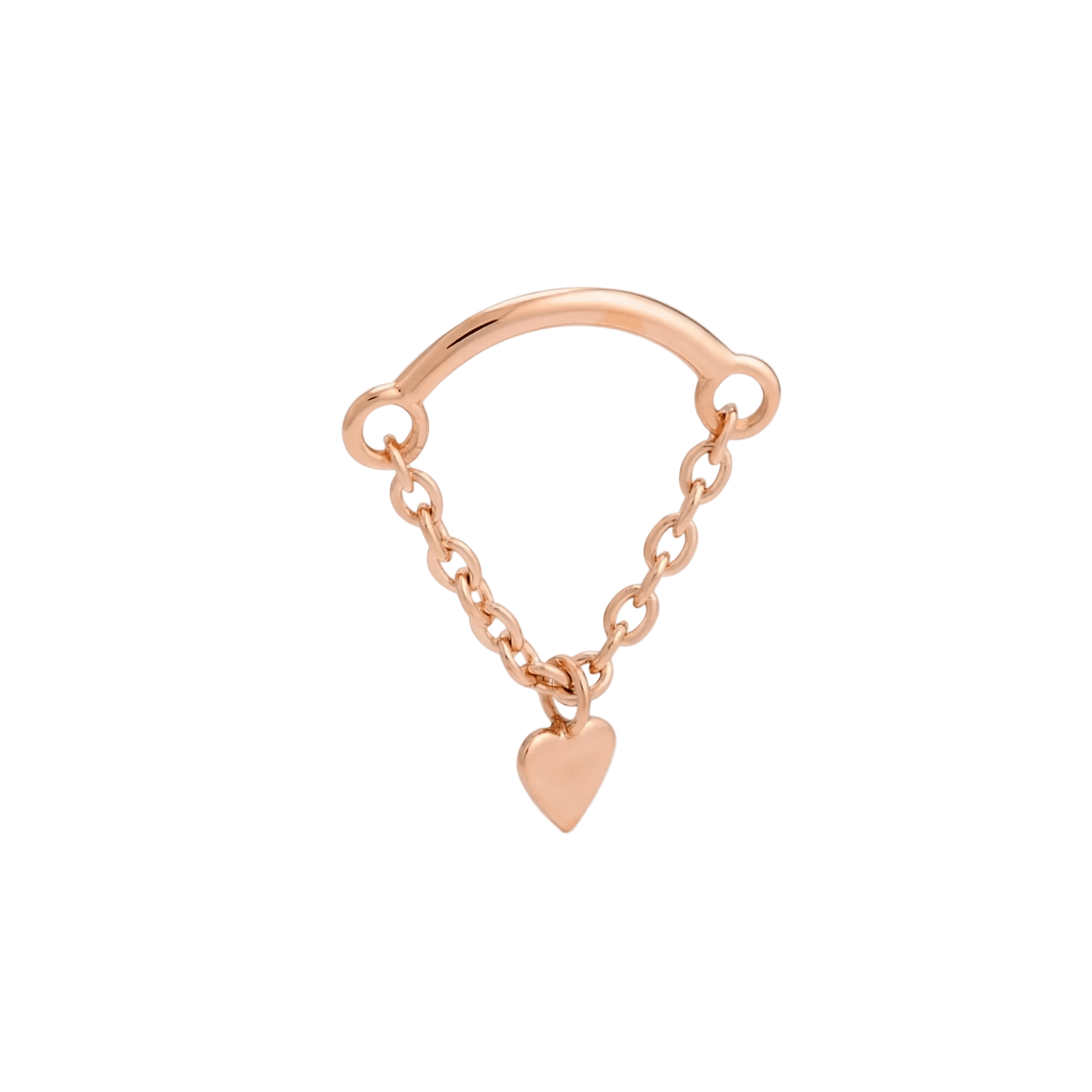 Rolo Bar with Heart - 14K Gold Threadless/Threaded - piercing - zone.com
