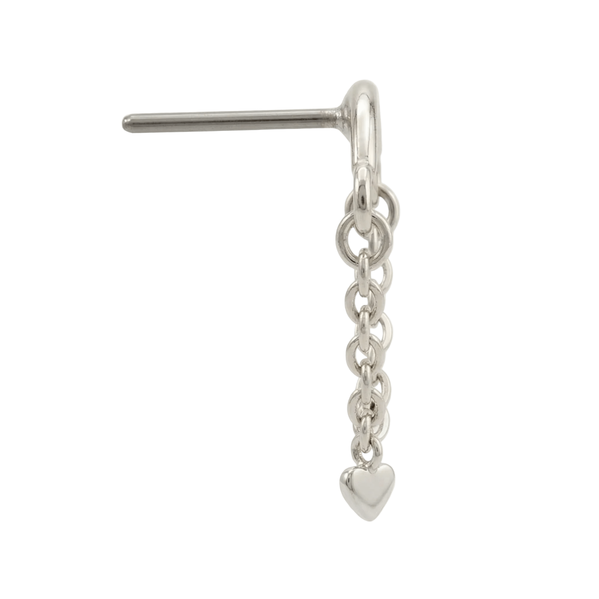 Rolo Bar with Heart - 14K Gold Threadless/Threaded - piercing - zone.com