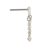 Rolo Bar with Heart - 14K Gold Threadless/Threaded - piercing - zone.com