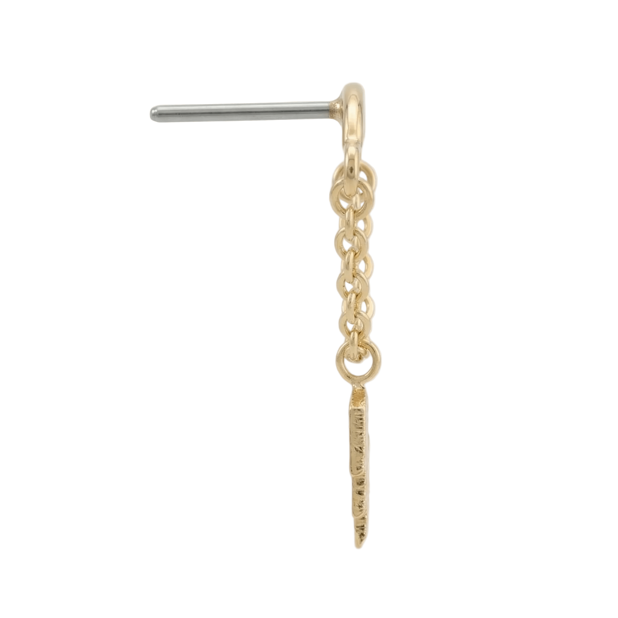 Rolo Bar with Lightning - 14K Gold Threadless/Threaded - piercing - zone.com