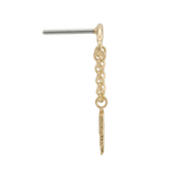 Rolo Bar with Lightning - 14K Gold Threadless/Threaded - piercing - zone.com