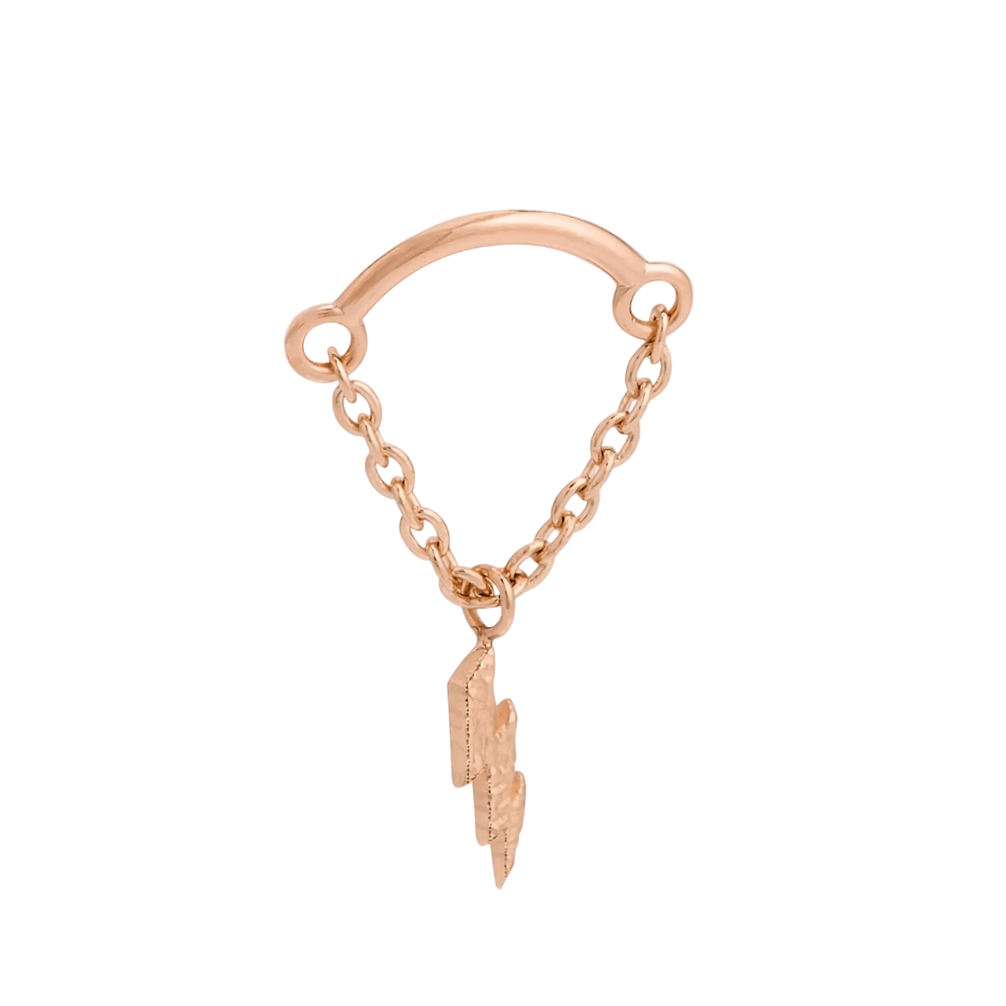 Rolo Bar with Lightning - 14K Gold Threadless/Threaded - piercing - zone.com