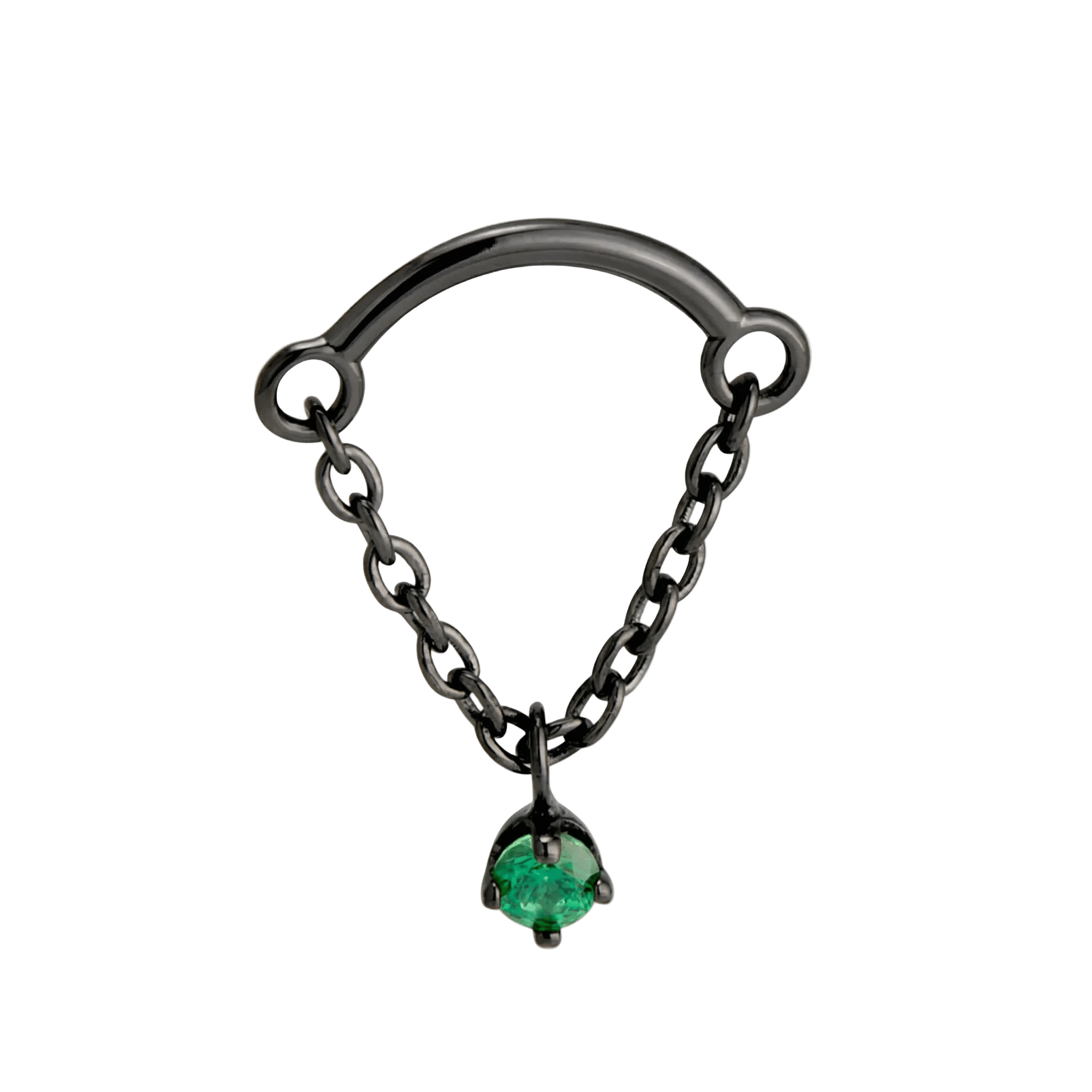 Rolo Bar with Prong Gem - 14K Gold Threadless/Threaded - piercing - zone.com