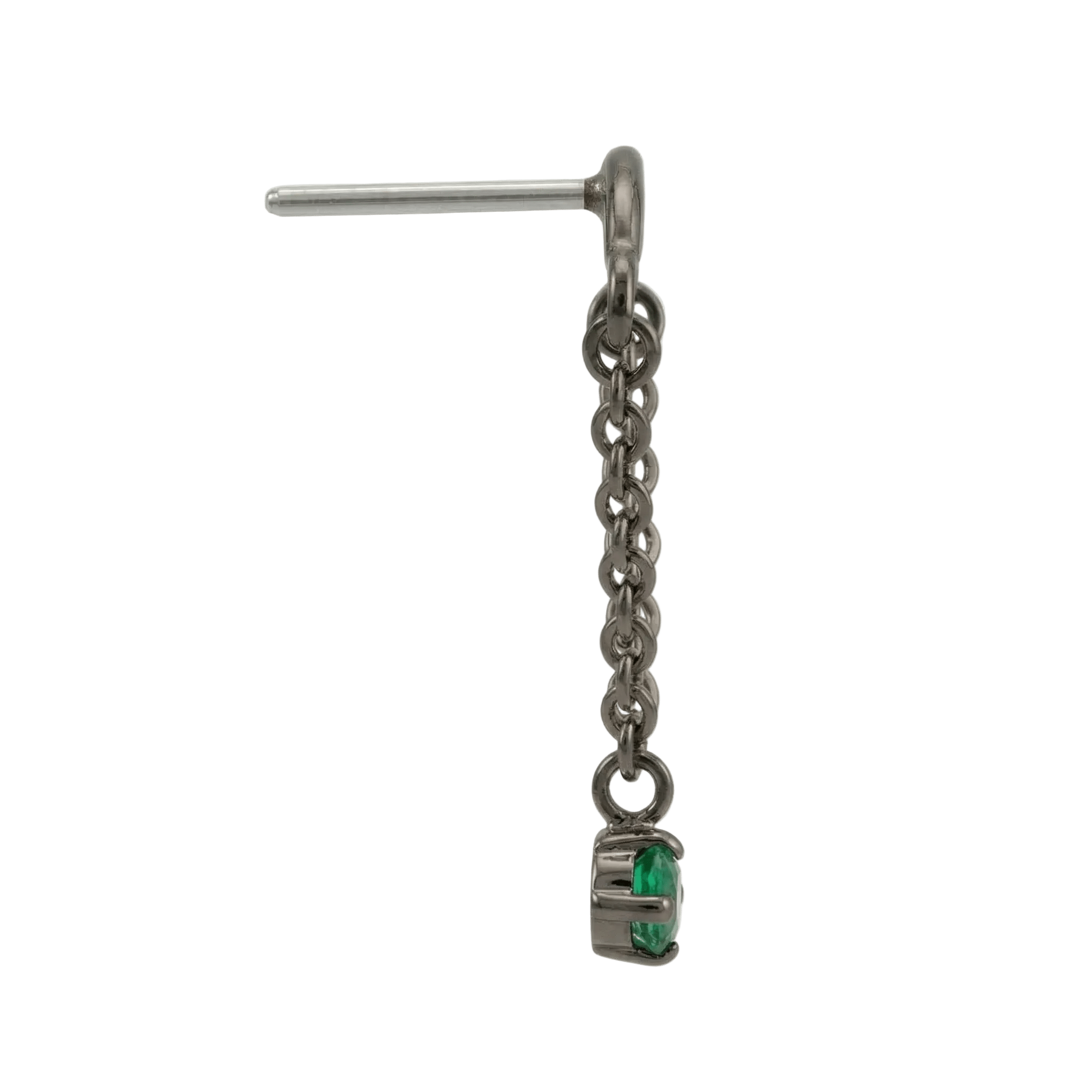 Rolo Bar with Prong Gem - 14K Gold Threadless/Threaded - piercing - zone.com
