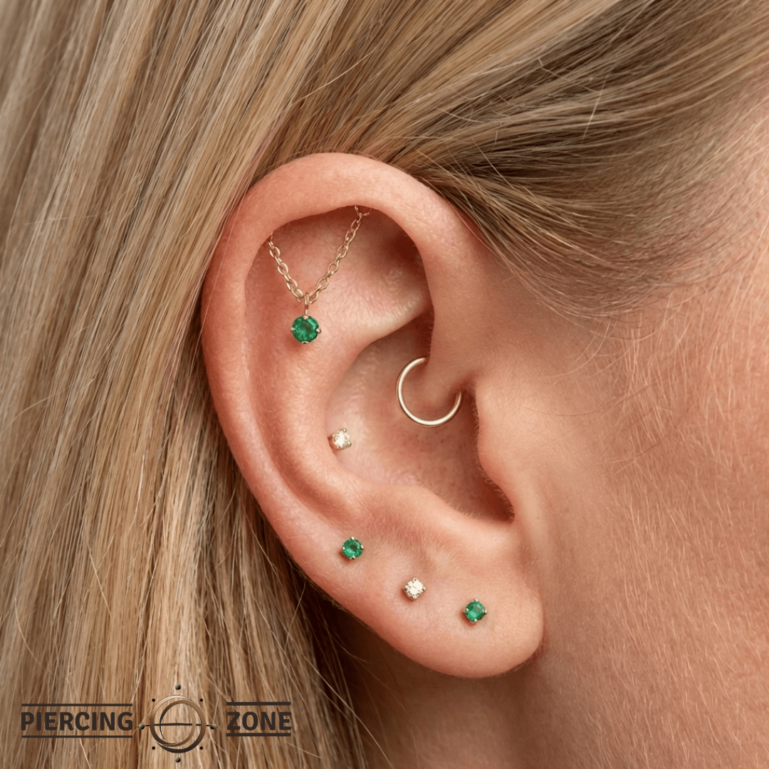 Rolo Bar with Prong Gem - 14K Gold Threadless/Threaded - piercing - zone.com