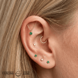 Rolo Bar with Prong Gem - 14K Gold Threadless/Threaded - piercing - zone.com