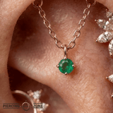 Rolo Bar with Prong Gem - 14K Gold Threadless/Threaded - piercing - zone.com