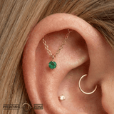 Rolo Bar with Prong Gem - 14K Gold Threadless/Threaded - piercing - zone.com