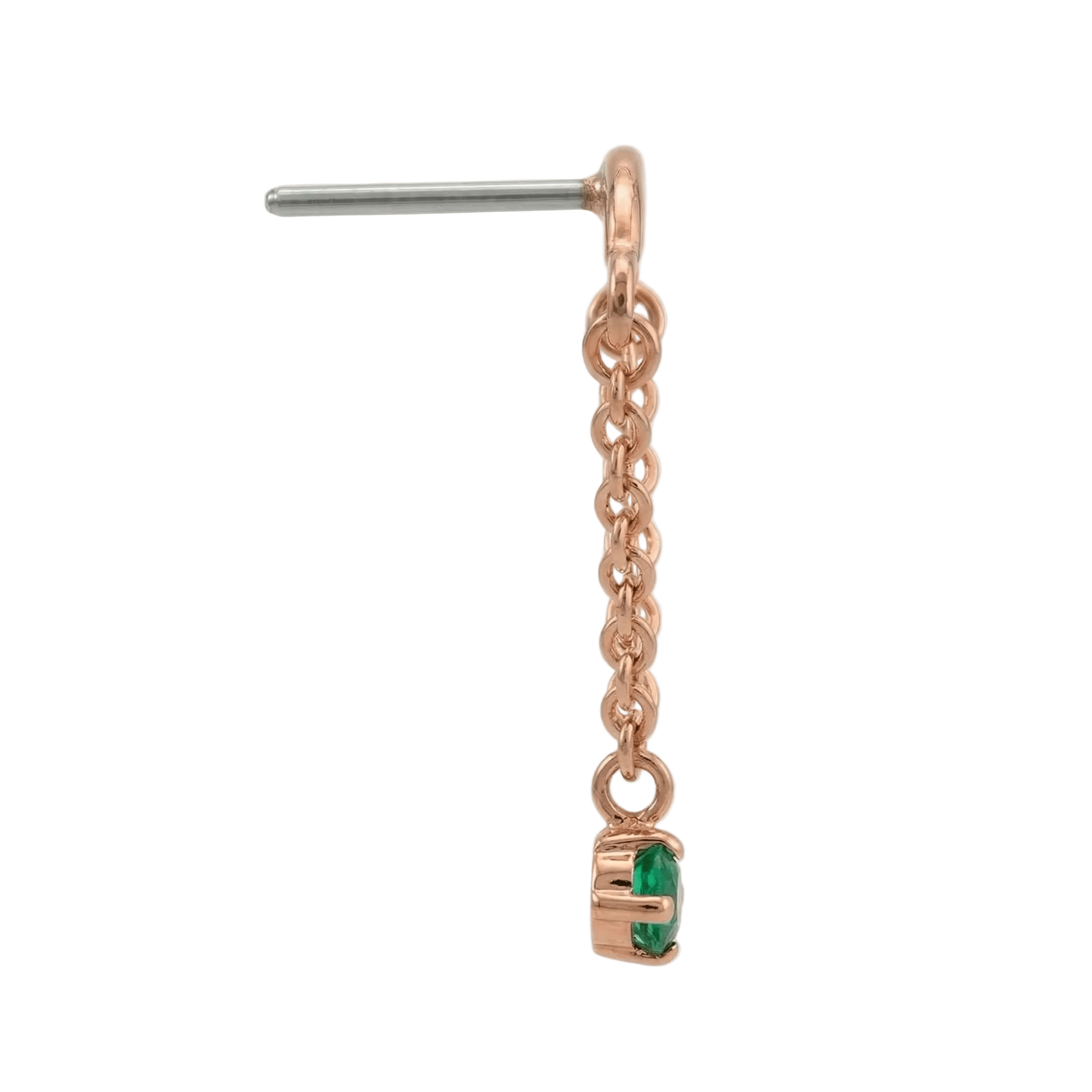 Rolo Bar with Prong Gem - 14K Gold Threadless/Threaded - piercing - zone.com