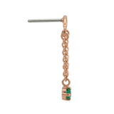 Rolo Bar with Prong Gem - 14K Gold Threadless/Threaded - piercing - zone.com