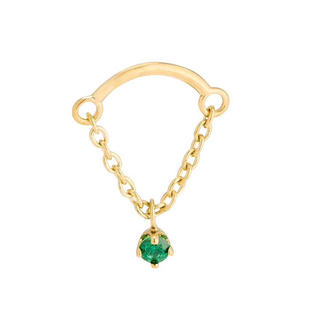 Rolo Bar with Prong Gem - 14K Gold Threadless/Threaded - piercing - zone.com