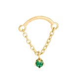 Rolo Bar with Prong Gem - 14K Gold Threadless/Threaded - piercing - zone.com