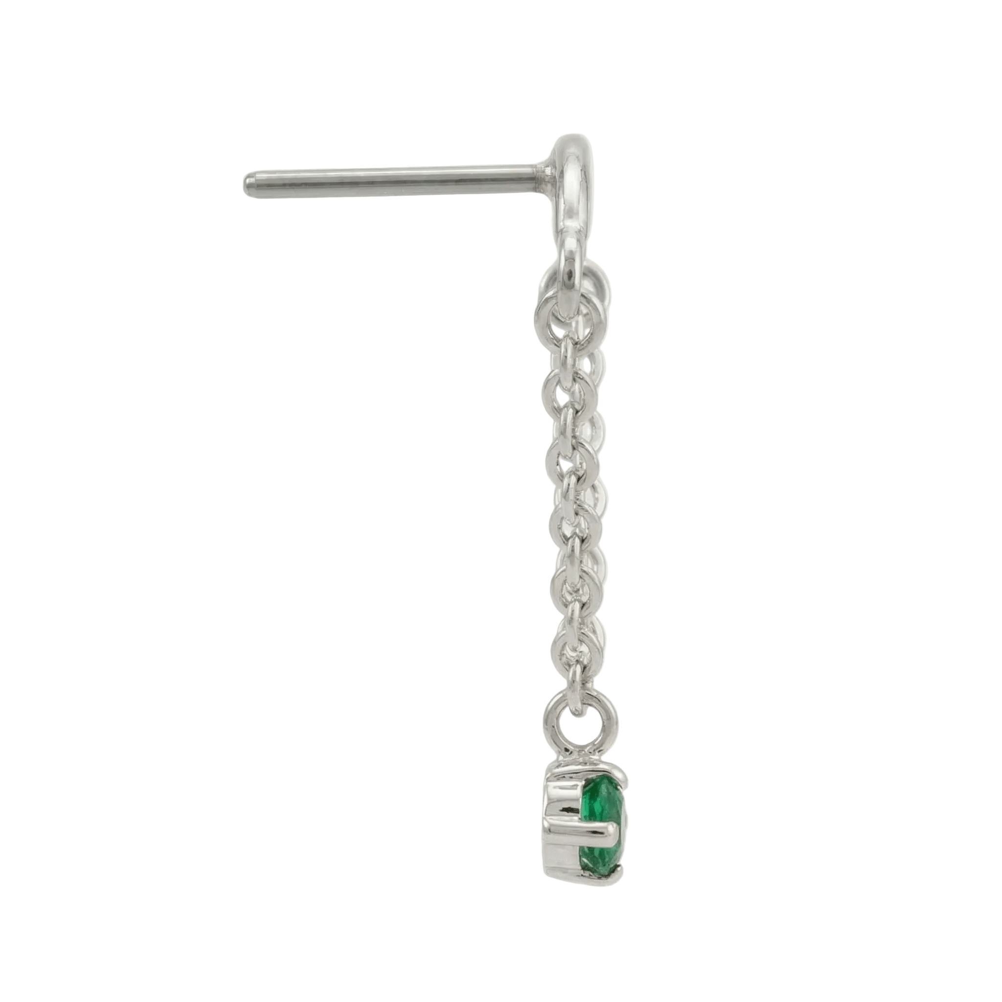 Rolo Bar with Prong Gem - 14K Gold Threadless/Threaded - piercing - zone.com