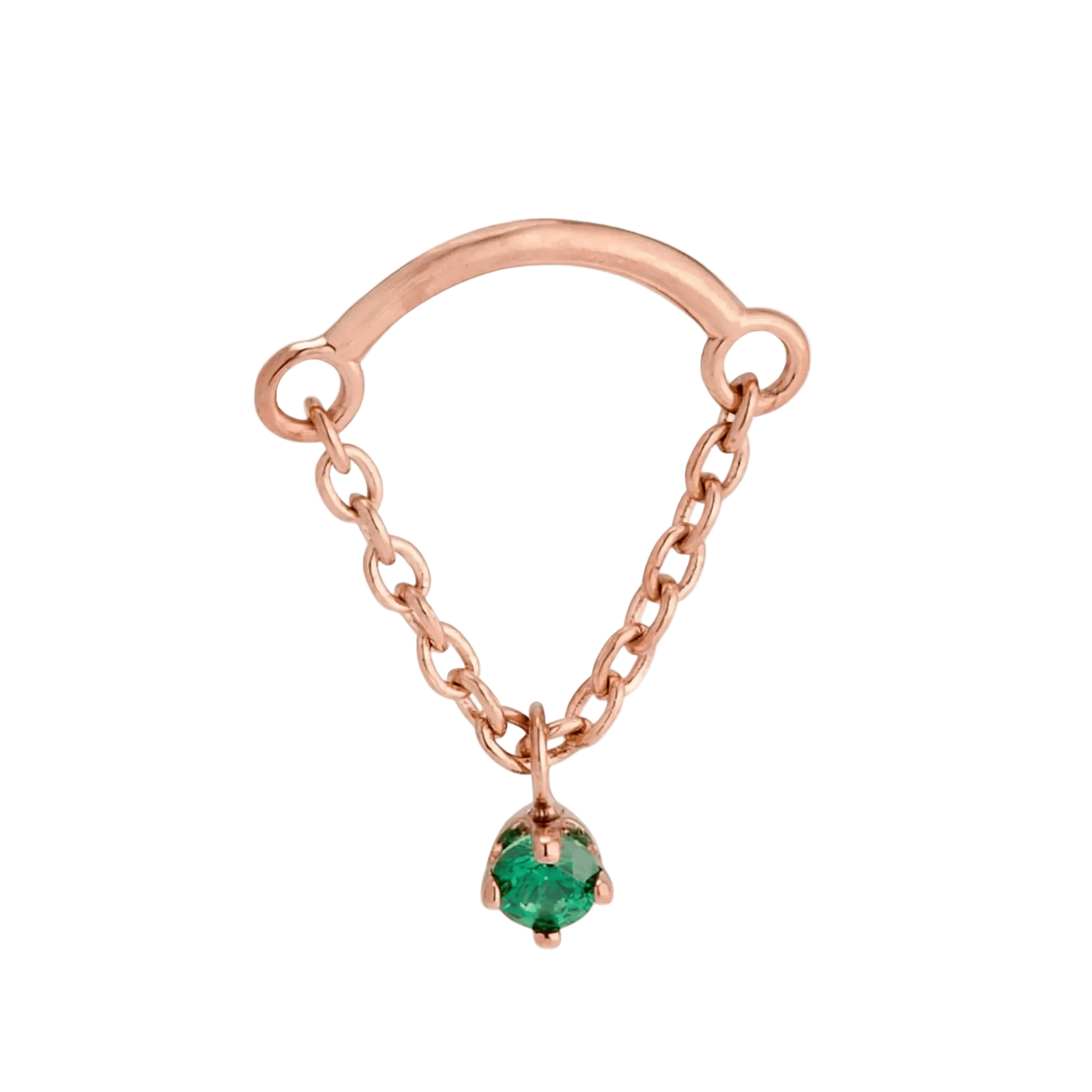 Rolo Bar with Prong Gem - 14K Gold Threadless/Threaded - piercing - zone.com