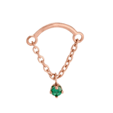Rolo Bar with Prong Gem - 14K Gold Threadless/Threaded - piercing - zone.com