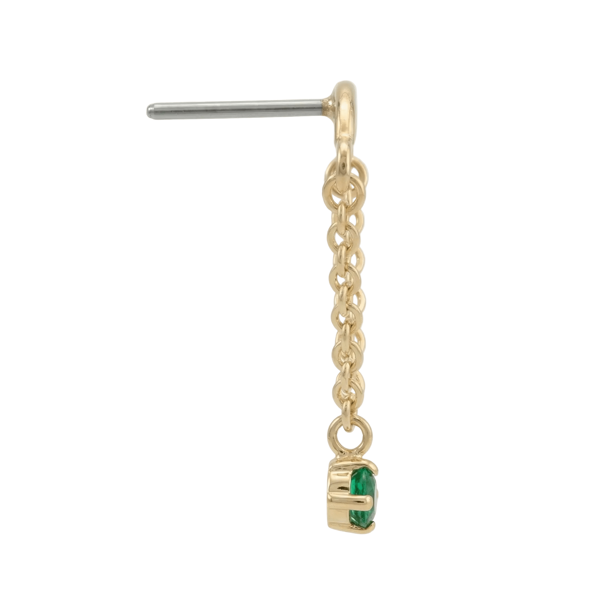 Rolo Bar with Prong Gem - 14K Gold Threadless/Threaded - piercing - zone.com