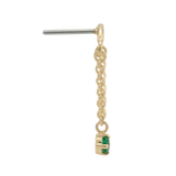 Rolo Bar with Prong Gem - 14K Gold Threadless/Threaded - piercing - zone.com