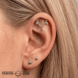 Rolo Bar with Triple Hammered Discs - 14K Gold Threadless/Threaded - piercing - zone.com