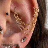 Rolo + Razor + Mariner Stacked Chain – 14K Gold Triple Chain - piercing - zone.com