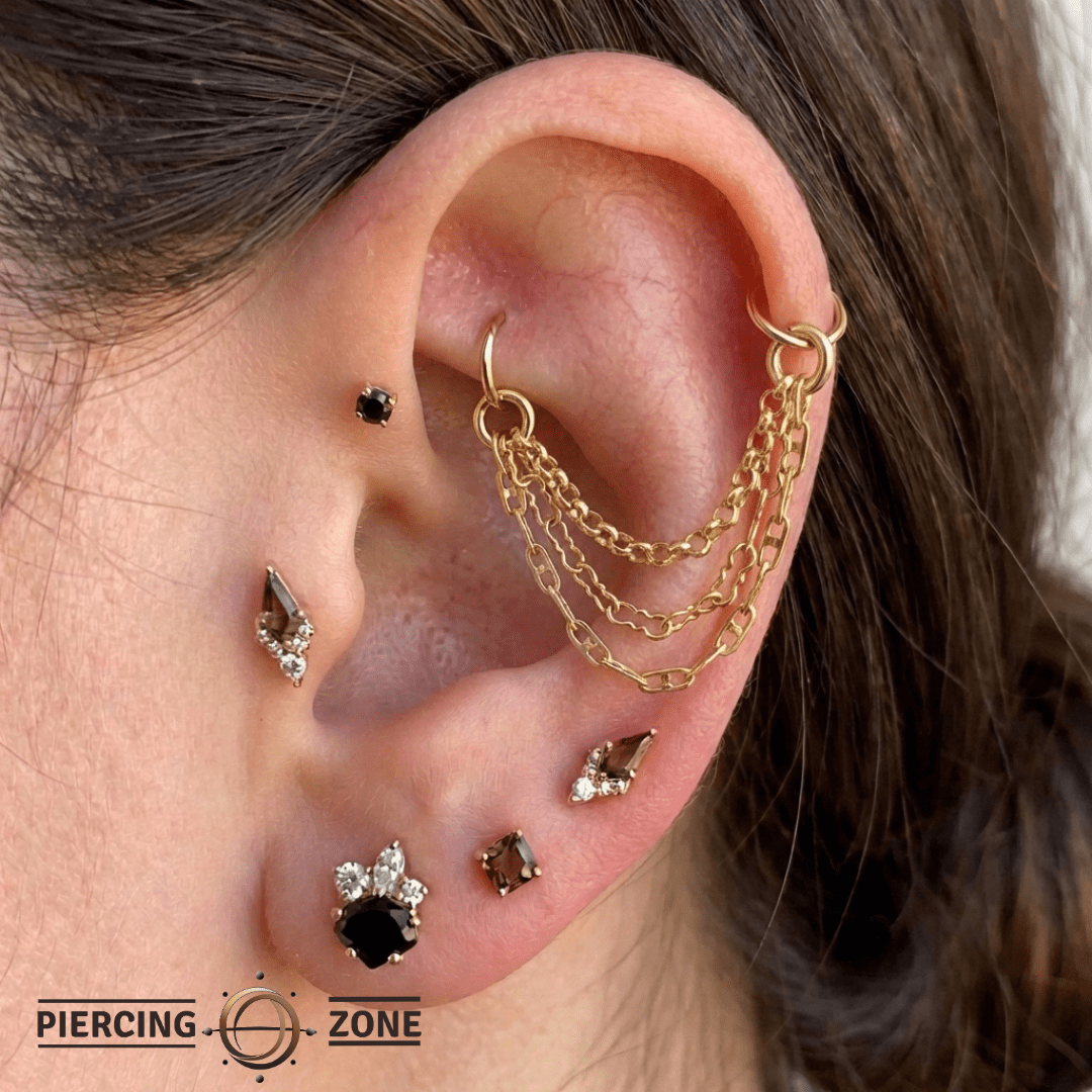 Rolo + Razor + Mariner Stacked Chain – 14K Gold Triple Chain - piercing - zone.com