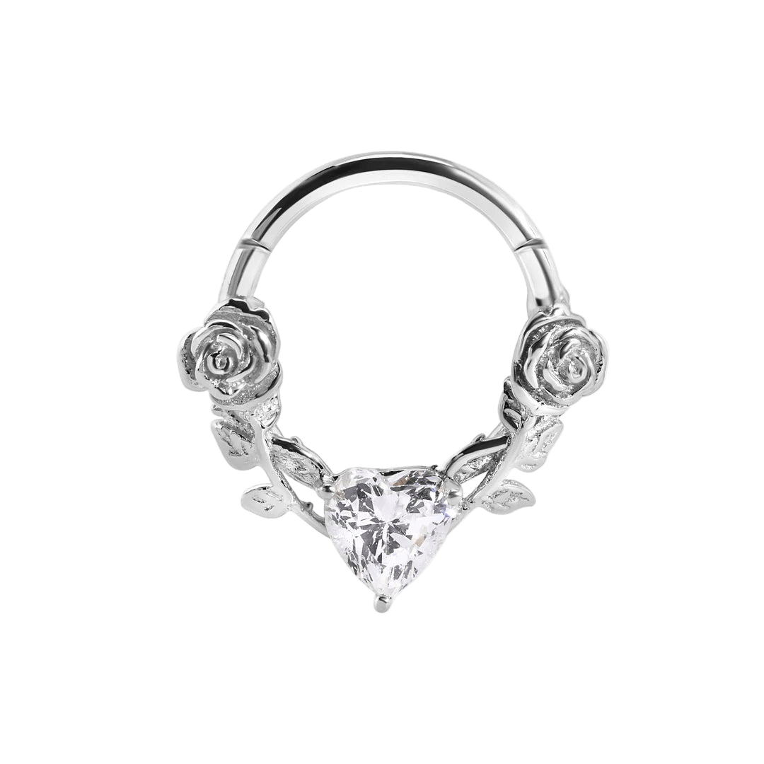 Romance Clicker with Heart Gem – 14K & 18K Gold - piercing - zone.com