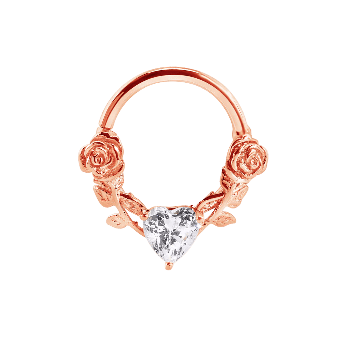 Romance Seamless Ring – 14K Gold Heart - Cut Gem Ring - piercing - zone.com