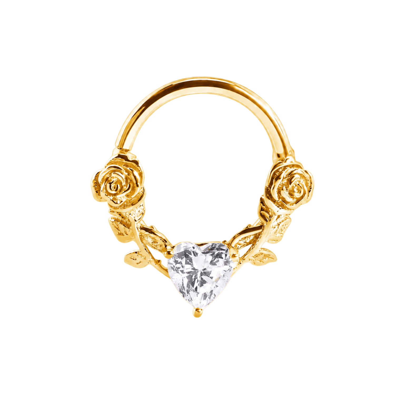 Romance Seamless Ring – 14K Gold Heart-Cut Gem Ring - piercing-zone.com
