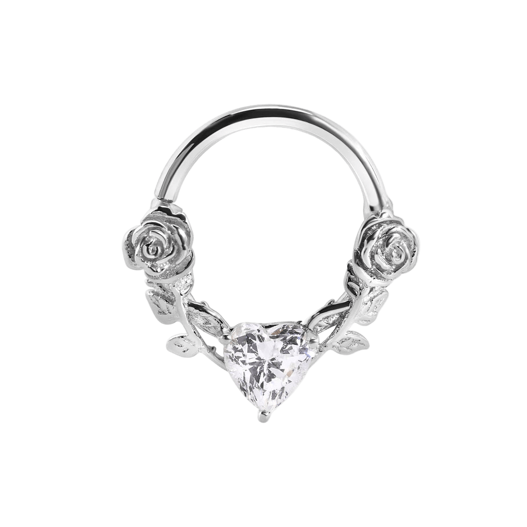 Romance Seamless Ring – 14K Gold Heart - Cut Gem Ring - piercing - zone.com