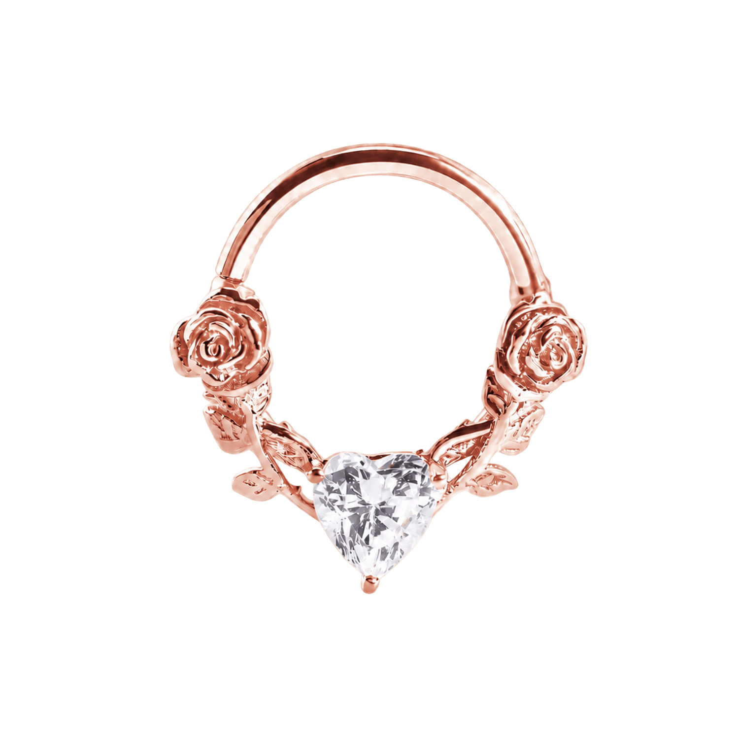 Romance Seamless Ring – 14K Gold Heart-Cut Gem Ring - piercing-zone.com