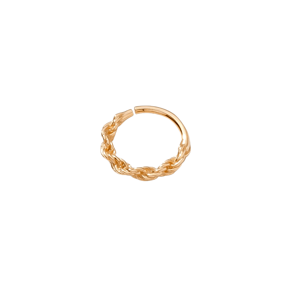 Rope Chain Continuous Ring – 14K Gold Seamless Hoop - piercing - zone.com