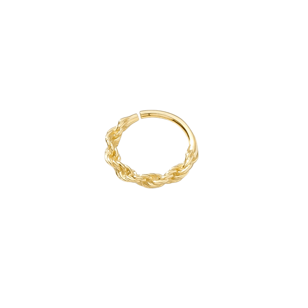 Rope Chain Continuous Ring – 14K Gold Seamless Hoop - piercing - zone.com
