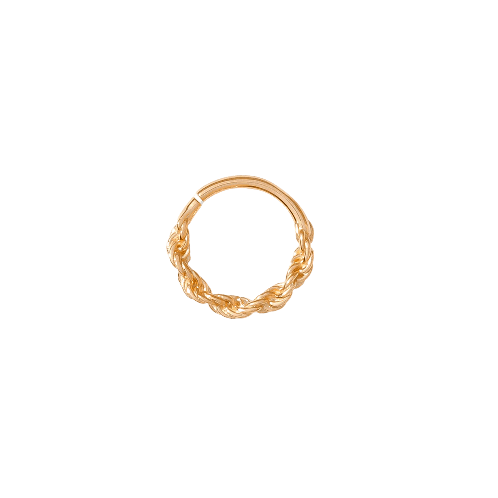 Rope Chain Continuous Ring – 14K Gold Seamless Hoop - piercing - zone.com