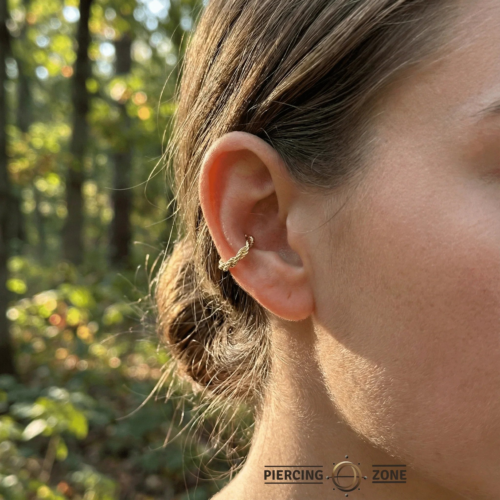 Rope Chain – Twisted Seamless Ring – 14K Gold Continuous Hoop - piercing - zone.com