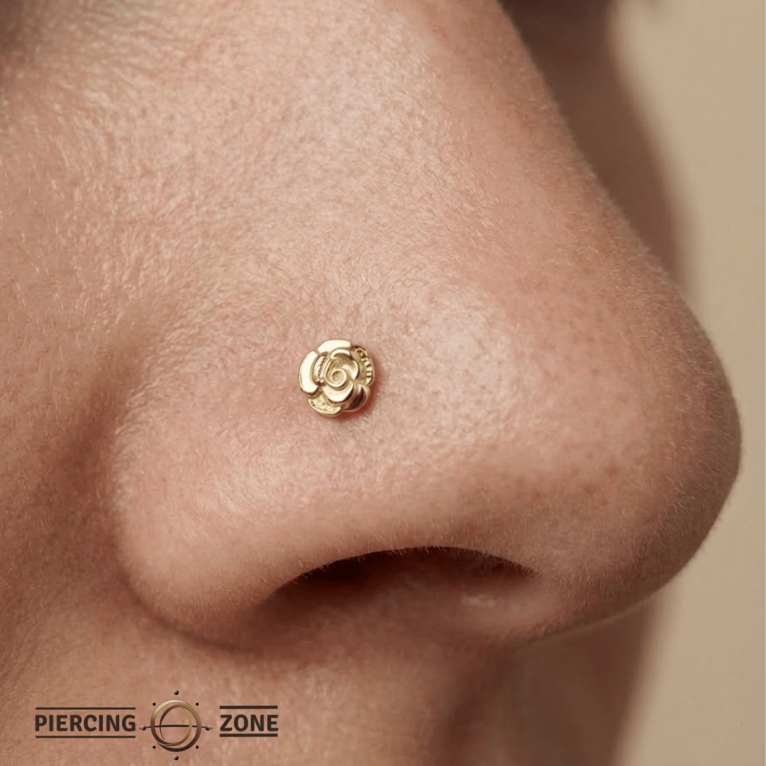 Rose – 14K Gold Threadless/Threaded End - piercing - zone.com