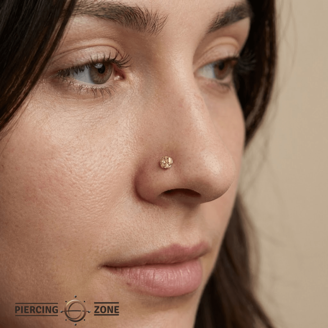 Rose – 14K Gold Threadless/Threaded End - piercing - zone.com