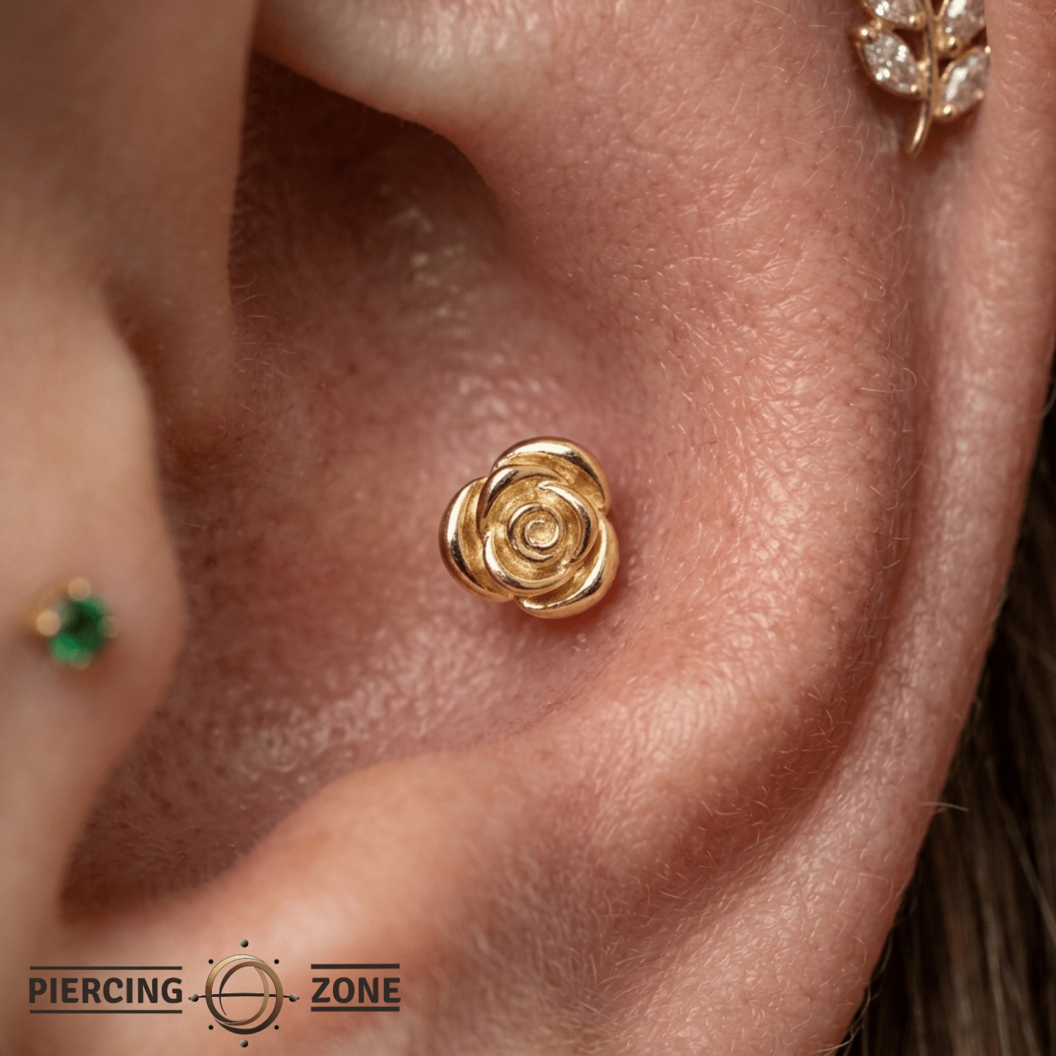 Rose Bloom – 14K Gold Rose Blossom Threadless End - piercing - zone.com