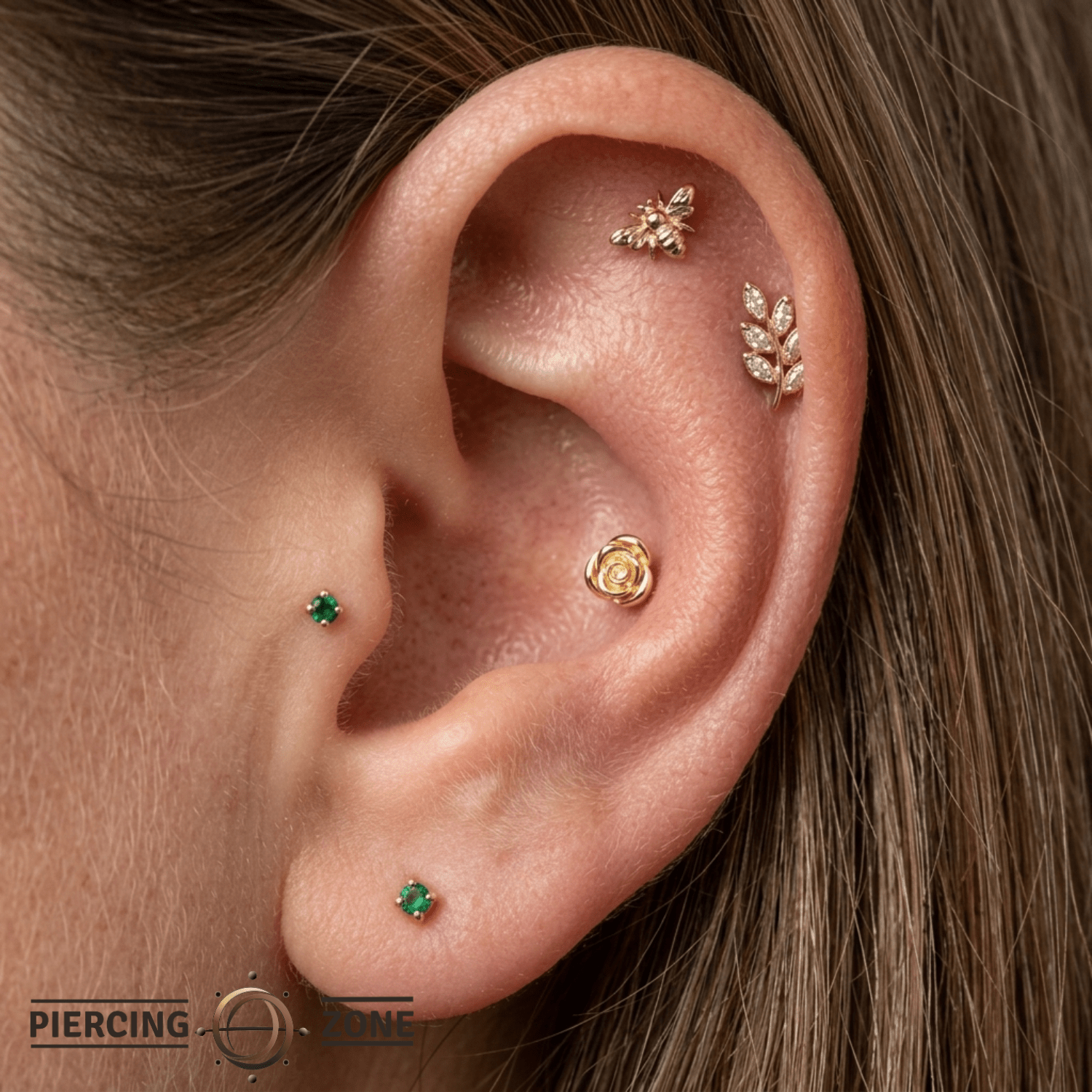 Rose Bloom – 14K Gold Rose Blossom Threadless End - piercing - zone.com