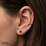 Rosebud Pin - 14K Gold Gem Threadless End - piercing - zone.com