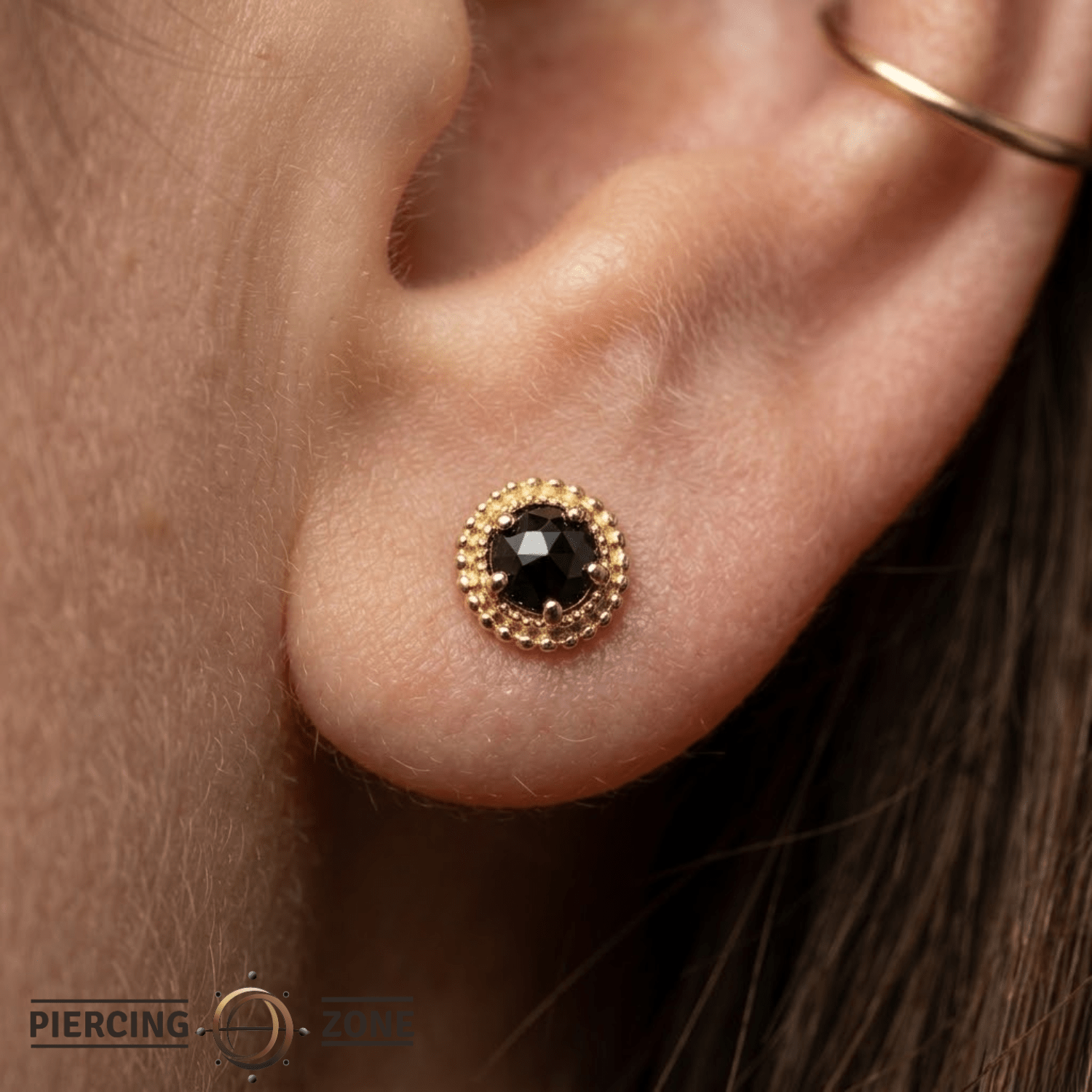 Rosebud Pin - 14K Gold Gem Threadless End - piercing - zone.com