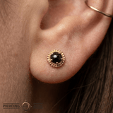 Rosebud Pin - 14K Gold Gem Threadless End - piercing - zone.com