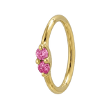 Rosy Trio - 14K Gold Pink Gem Fixed Bead Ring - piercing - zone.com