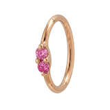 Rosy Trio - 14K Gold Pink Gem Fixed Bead Ring - piercing - zone.com