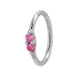 Rosy Trio - 14K Gold Pink Gem Fixed Bead Ring - piercing - zone.com