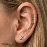 Round Center – Tsavorite Chain – 14K Gold Piercing Connector - piercing - zone.com