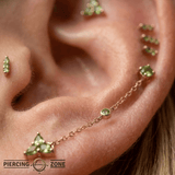 Round Center – Tsavorite Chain – 14K Gold Piercing Connector - piercing - zone.com