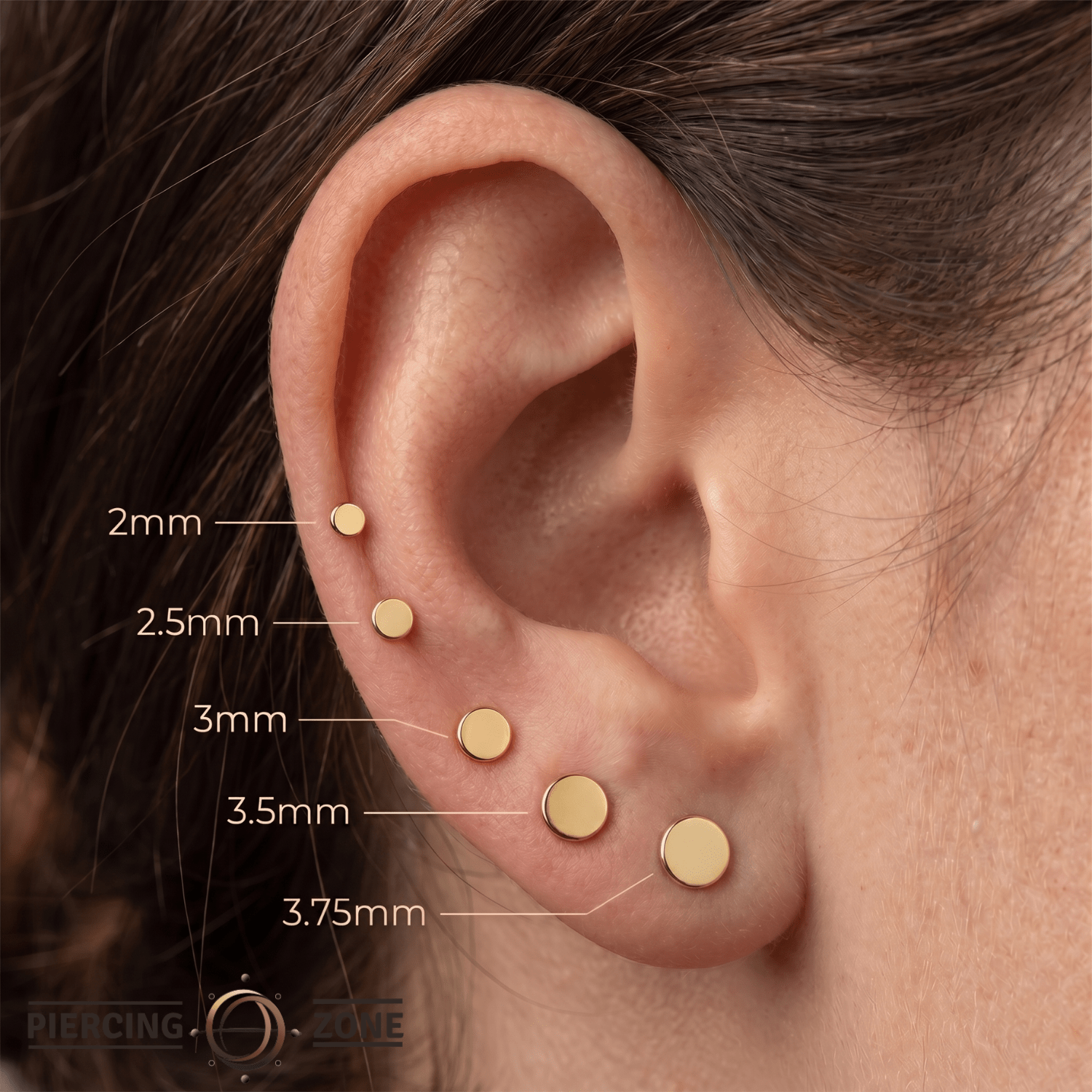 Round Disc – 14K Gold Threadless/Threaded End - piercing - zone.com