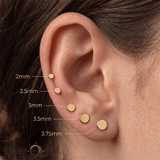 Round Disc – 14K Gold Threadless/Threaded End - piercing - zone.com