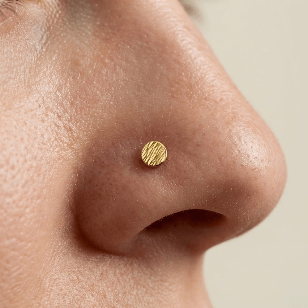 Round Disc Diamond - cut – 14K Gold Threadless/Threaded End - piercing - zone.com