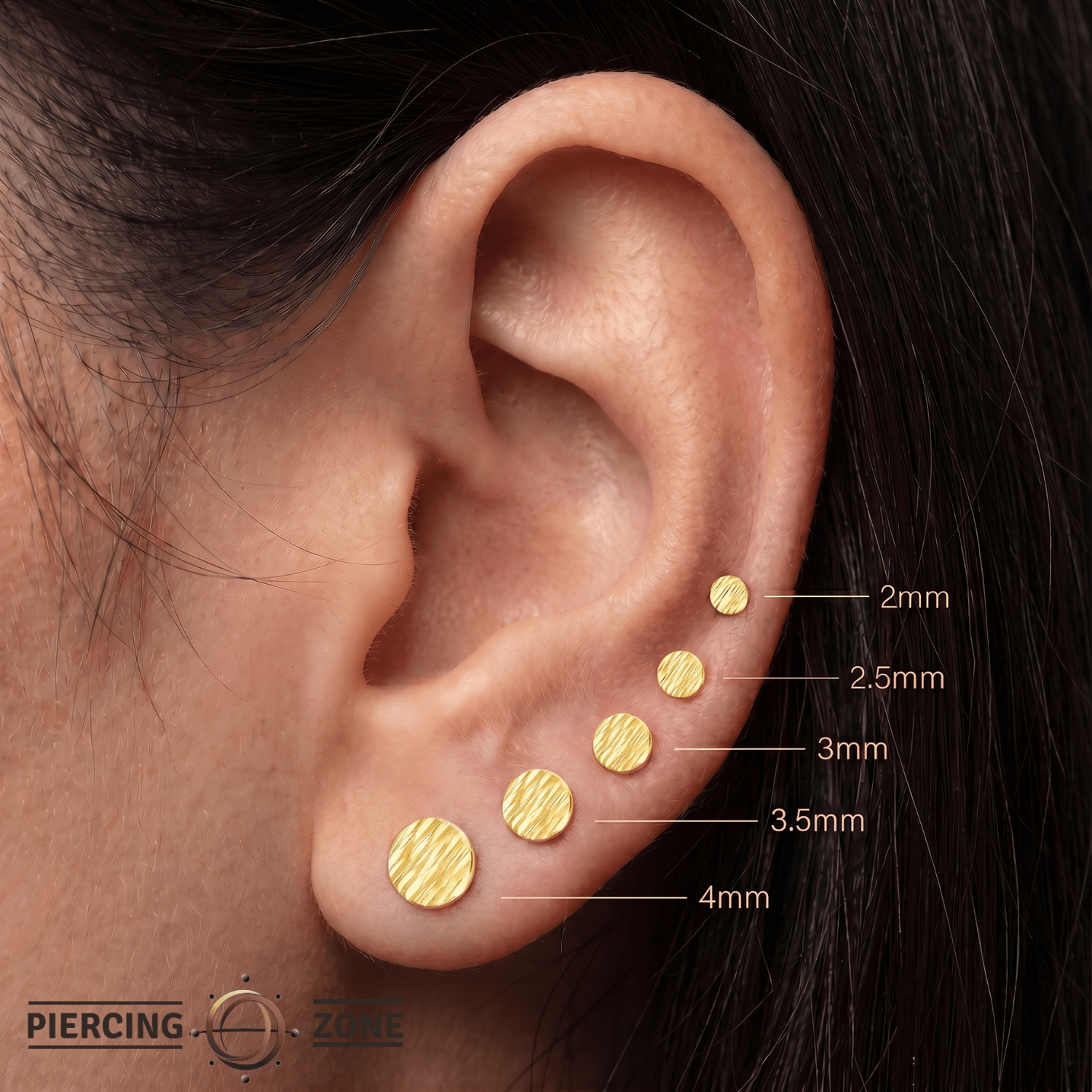 Round Disc Diamond - cut – 14K Gold Threadless/Threaded End - piercing - zone.com