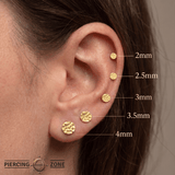 Round Disc Hammered – 14K Gold Threadless/Threaded End - piercing - zone.com